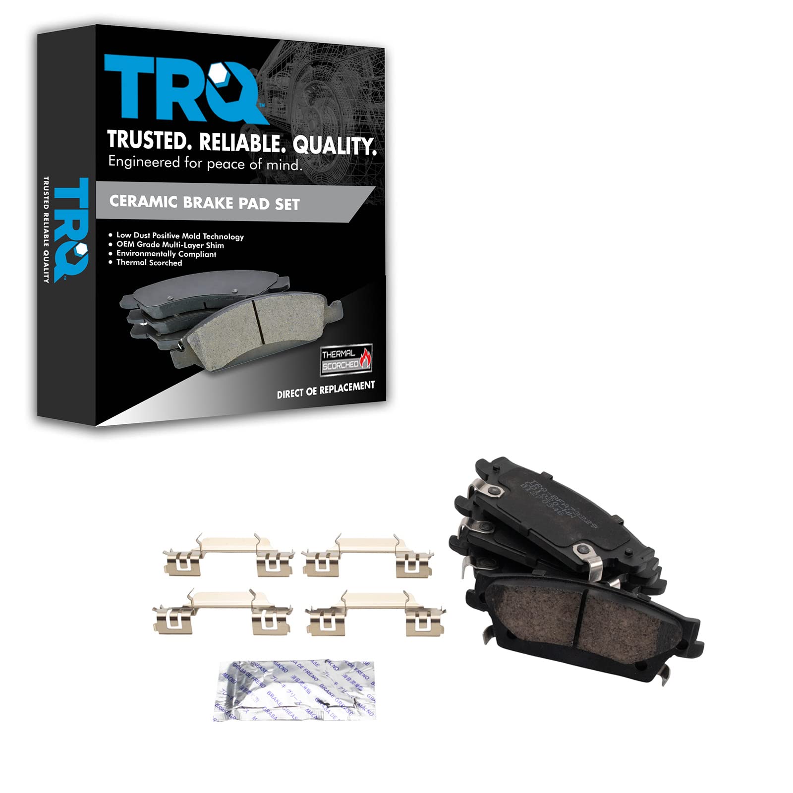 TRQ Rear Brake Pads Ceramic Compatible with