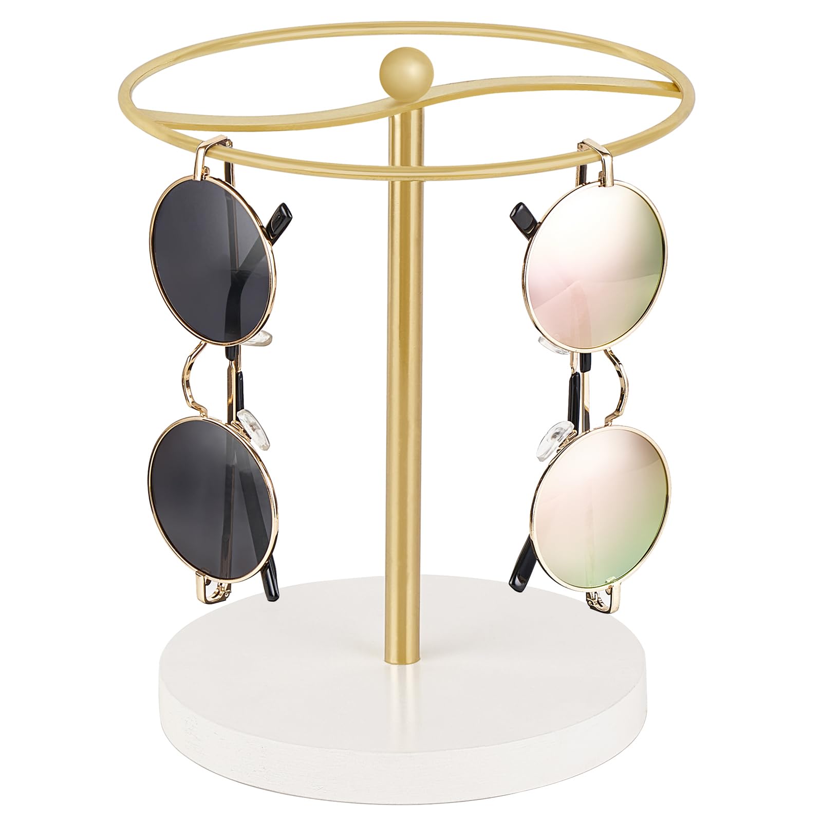 Photo 1 of Mkono Sunglasses Organizer Glasses Holder Stand Sunglass Storage Display Eyeglasses Rack for up to 12 Pairs of Eyewear Glasses for Table Dresser Desk Countertop Bedroom, Set of 1, Gold