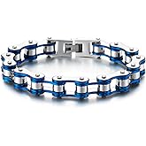 COOLSTEELANDBEYOND Masculine Mens Bike Chain Bracelet of Stainless Steel, Motorcycle Chain