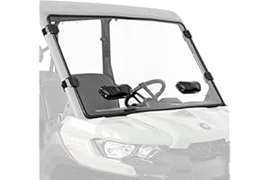 KEMIMOTO Vented Front Windshield Compatible With 2016-2025 Can-Am Defender HD5/HD8/HD10/MAX, Scratch-Resistant Hard Coated Clear Polycarbonate with Adjustable Black Vent Panel,Preinstalled Bulb Seal