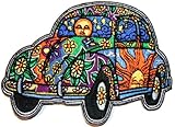Artist Dan Morris Hippie Car VW Bug Flower Power Embroidered Iron On Patch