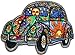 Artist Dan Morris Hippie Car VW Bug Flower Power Embroidered Iron On Patch
