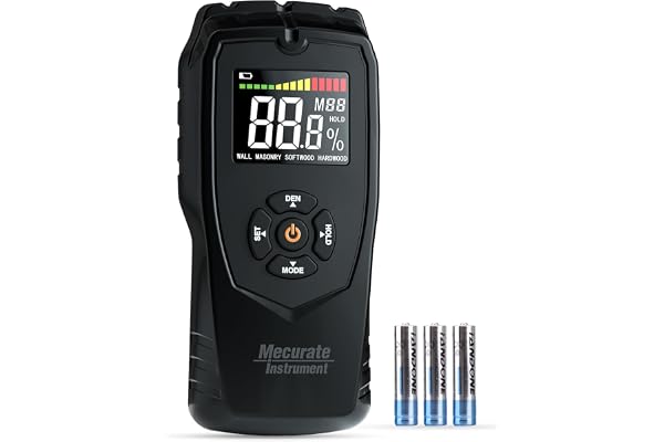 Pinless Moisture Meter, Moisture Detector for Walls, Caravan, Wood and Building Material, 4 Mode 9 Density Settings, Non-Dest