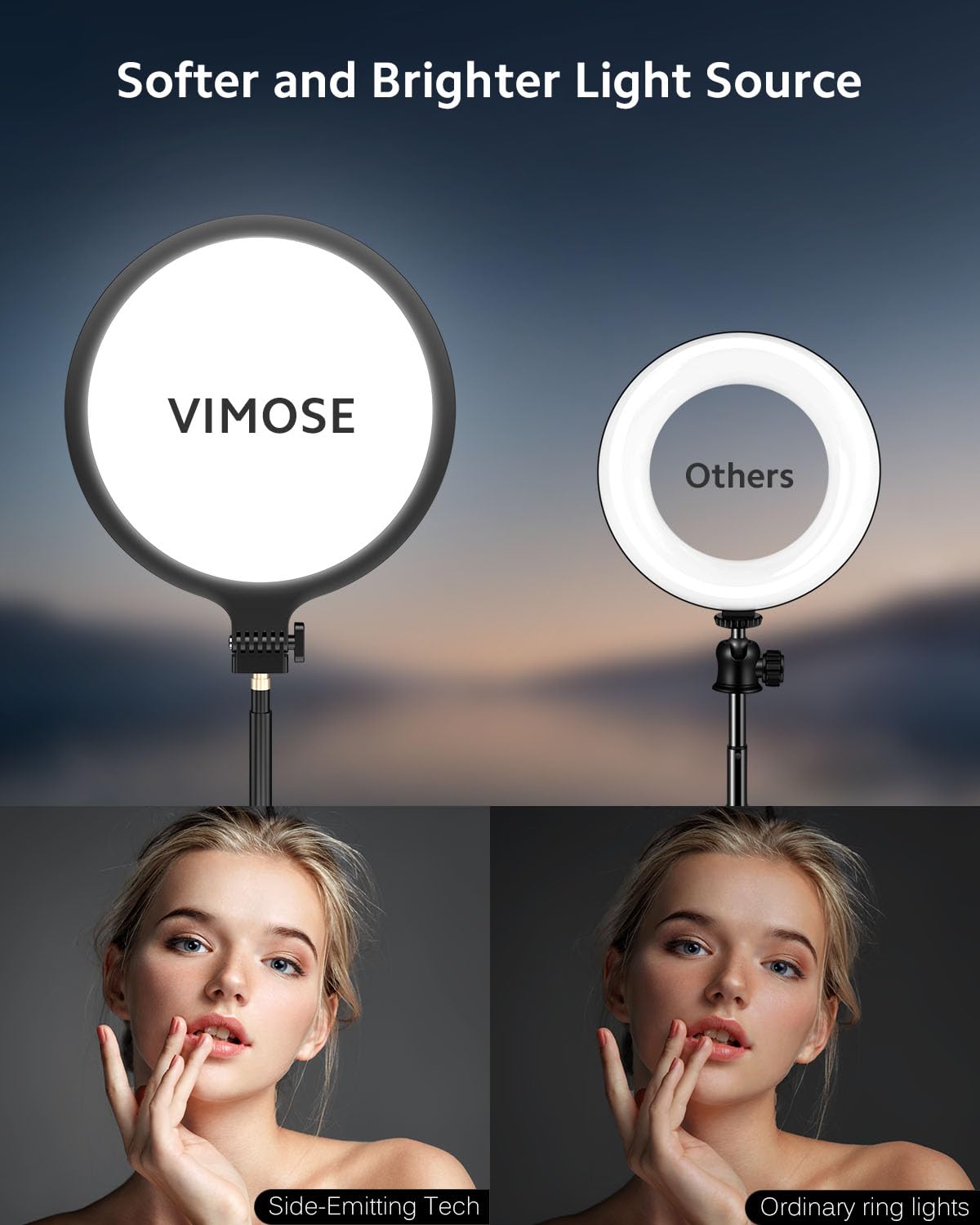 Ring Light with Stand for Zoom Meetings, 360° Rotate 10.5