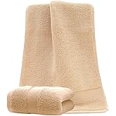JININQ 2 Piece 100% Cotton Soft Hand Towels 13.4" x 29.5",Premium Face Towels Set for Bathroom,Gym,Home (Brown)