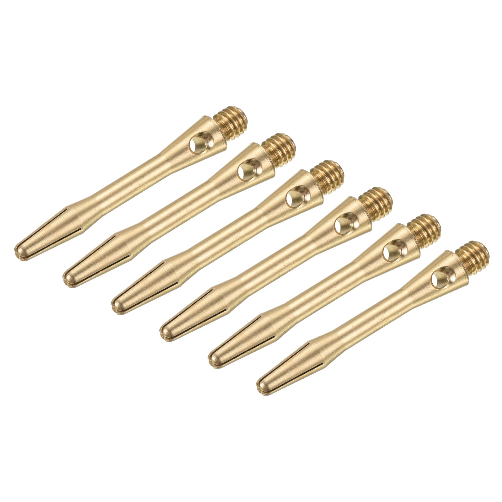 PATIKIL 35mm Aluminum Dart Shafts, Medium 2BA Thread Dart Stems Dart Accessories Throwing Fitting for Steel Tip - 6 Pack (Brass Tone)