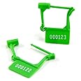 LeadSeals Tamper Proof Plastic Security Padlock Seals Numbered Disposable Safety Tags - Locks Self-Locking for Luggage Medical Clothing (1000 PCS) (Green)