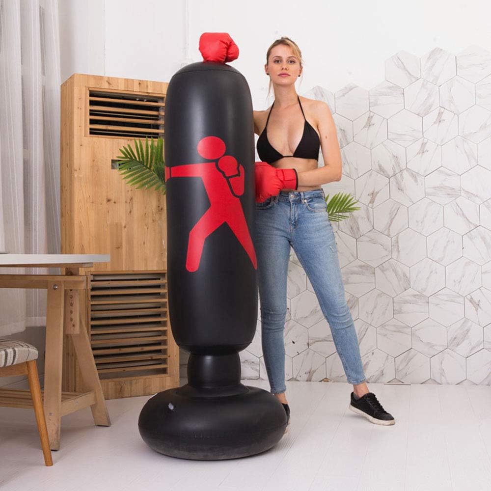 Punching Bag 63-Inch Inflatable Boxing Punching Bag, Relieve Stress Boxing Heavy Training Punching Bag for Practicing Karate, Taekwondo, MMA