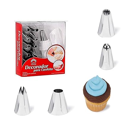 Decorcrafts 12 Piece Set Cake Decorating Set Frosting Icing Piping Bag Tips with Steel Nozzles.
