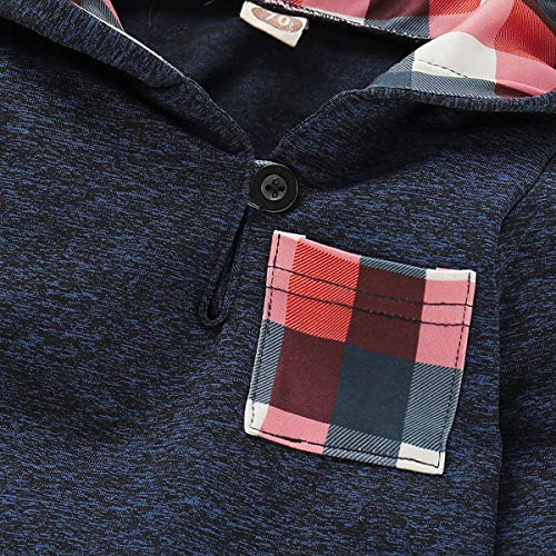 Kids Toddler Infant Baby Boys Girls Fall Outfit Plaid Pocket Hoodie Sweatshirt Jackets Shirt+Pants Winter Clothes Set