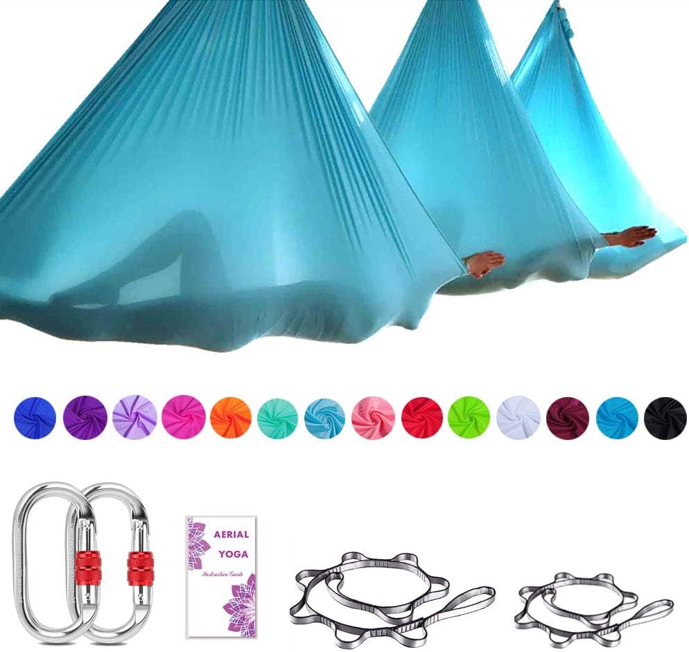 TESLANG Aerial Yoga Swing, Aerial Silks, Antigravity Yoga Swing Set, Yoga Hammock with 2 Extension Straps Daisy Chains & O-Ring, Flying Yoga, 5M x 2.8M