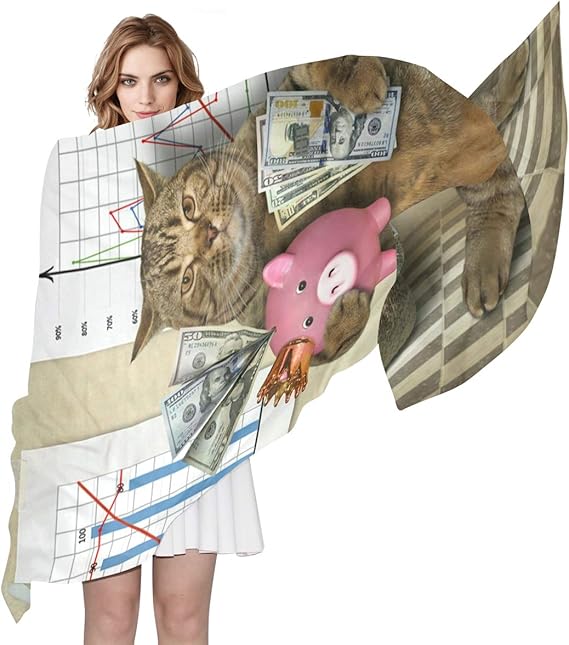 Amazon 貯金箱と金持ち猫 大判ストール スカーフ レディース 柔らかい 薄手 Uvカット 冷房対策 春 夏 秋 冬 結婚式 誕生日 プレゼント 海辺 旅行 通勤 180cmx90cm スカーフ 通販