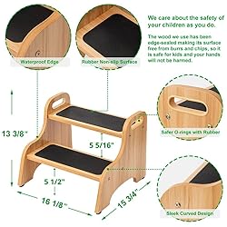 StrongTek 2 Pack Wooden 2 Step Stools for Kids