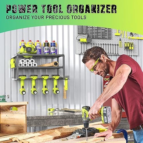 Organizador de herramientas eléctricas, soporte para herramientas de taladro eléctrico, estante de herramientas resistente, estante de herramientas de 3 capas, soporte de taladro inalámbrico,