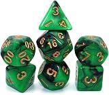 CREEBUY Green & Black Dice Set 7-Die DND Polyhedral Acryl D&D RPG view 3
