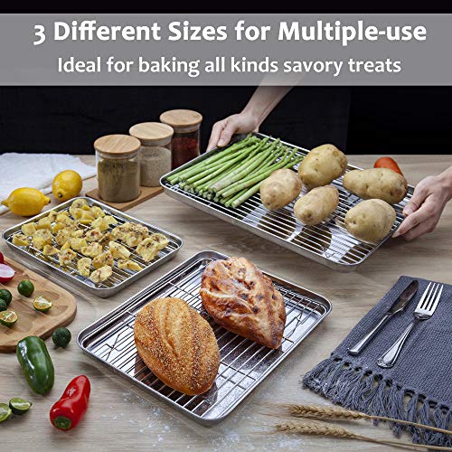 YIHONG Baking Sheet with Rack Set (3 Sheets+3 Racks), 3 Size Cookie