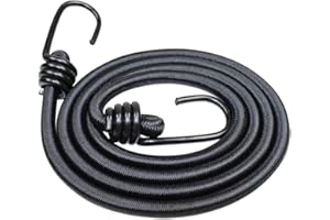 SGT KNOTS - Bungee Cord with Hooks | Marine Grade Shock Cord with 2 Hooks - Heavy Duty Elastic Cord - Bunjie Cords Strap - Bungees for Tie Downs, Camping, & Cars (16 in - Black, 4Pack)