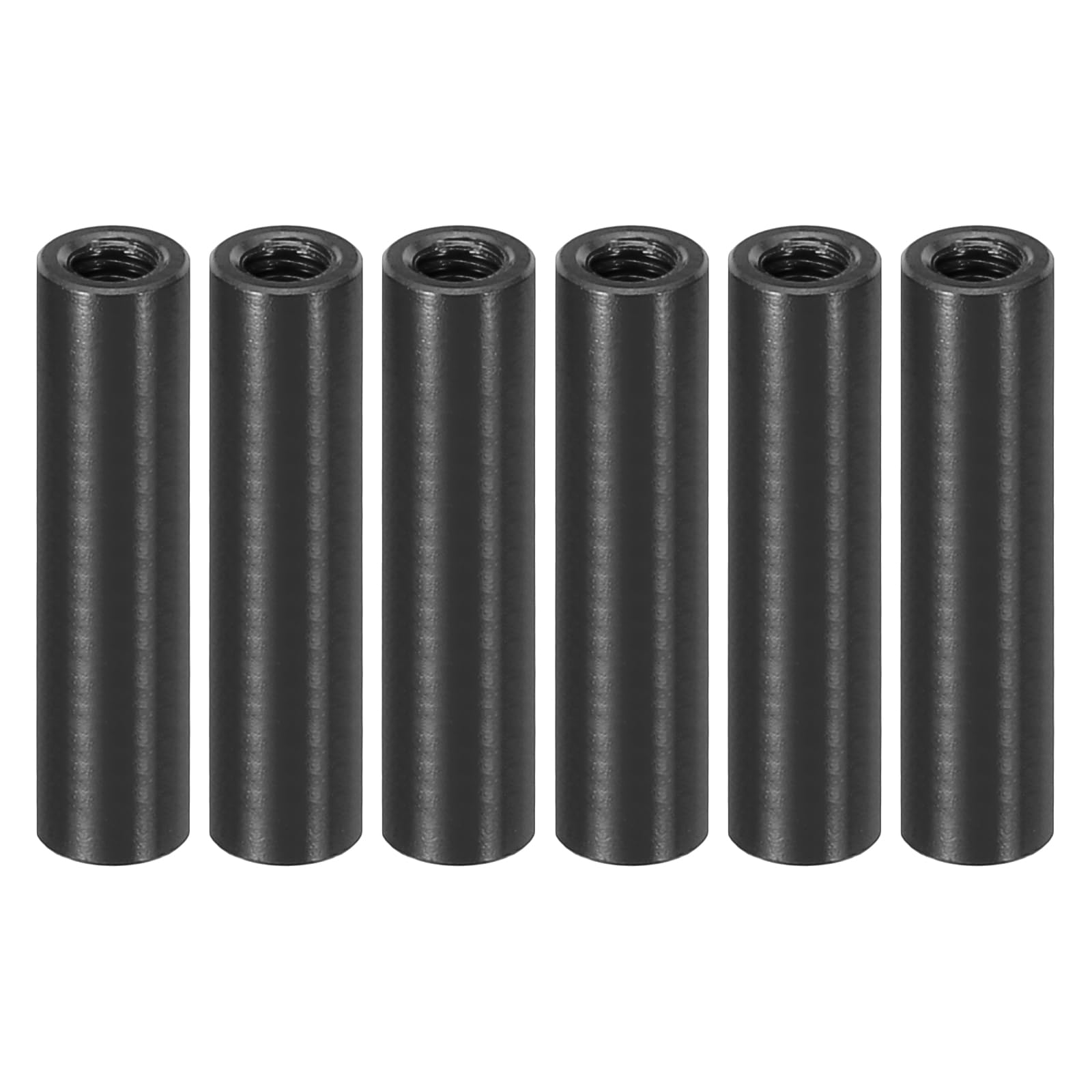 PATIKIL 6pcs M3 Metal Threaded Standoff Spacer Nuts, Round Aluminum Spacers Female Coupling Screws, 1/8" ID x 3/16" OD, Black, (22mm L) — image 1