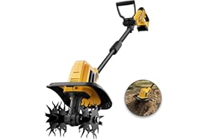EASTYLE Cordless Garden Tiller Cultivator Compatible with Dewalt 20V MAX Battery, 270 RPM Electric Rototiller, 48 Steel Tines, 8.7" Tilling Width, 6.3" Depth, Rotary Tiller for Lawn/Gardening/Soil(Tool Only)