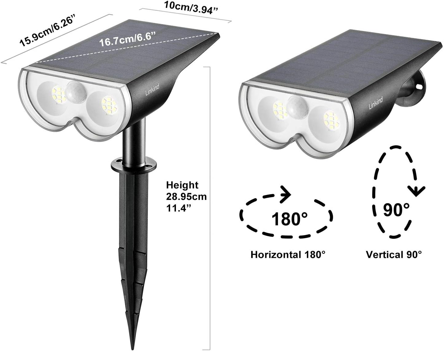 Cold White Linkind Solar Motion Sensor Landscape Spotlights 2 Pack Max