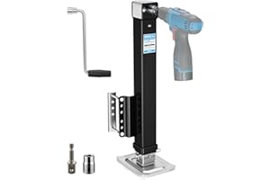 Kohree 8000 lbs Trailer Jack Heavy Duty, 20-24V Electric Drill–Operated, Adjustable Bolt on RV Tongue Jack with Drop Leg & Handle for Boat, Yacht, Horse, Utility Trailer