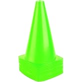 9 Inch Plastic Training Traffic Cones, Sport Cones, Set of 10/12/24 | Agility Field Marker Cones for Soccer, Basketball, Football Drills Training, Outdoor Activities and Events, 3 Colors