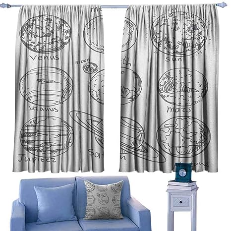 Amazon Com Paradisedecor Doodle Printed Backout Curtains Planets