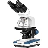 AmScope B120C-E Binocular Compound Microscope, 0.3MP Camera | 40X-2500X Magnification, Student &amp; Professional Grade, Siedentopf Head, USB 2.0 Camera