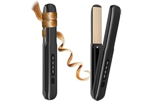 LYFDUW Cordless Hair Straightener and Curler, 2 in 1 Portable Mini Flat Iron & Curling, Fast Heating & Titanium Plate Curling Iron with 4 Adjustable Temp,Travel Size Preferred Gifts (Black)