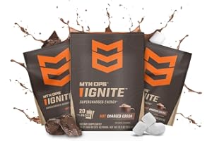 MTN OPS Hot Ignite Supercharged Energy Drink Mix Focus Enhancer, Charged Cocoa - 20 Trail Packs