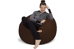 Sofa Sack Bean Bag Chair - Plush, Ultra Soft - Memory Foam Bean Bag Chair with Microsuede Cover - Stuffed Foam Filled Furniture and Accessories for Dorm Room 3 Feet - Chocolate