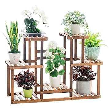 GZYQYIHJB Mehrschichtige PflanzenpräSentationsstäNder BlumenstäNder Mit Blumentopf-Regal-Garten-Holzregal Wohnzimmer Schlafzi