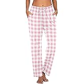 Ekouaer Women Pajama Pants Comfy Pj Bottom with Pockets Stretch Plaid Sleepwear