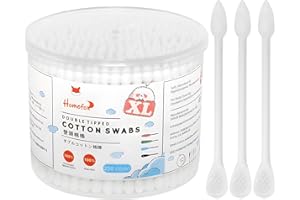 HOMEFOX Cotton Swabs Flattened Pointed - 250 Count Organic XL Cotton Bud Double Side Tight Firm Wounded Precision Extra Large Cotton Tips Applicator Blender Paper Stick, Flatten & Pointy (White)