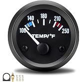 100-250℉ Universal 2" Water Temperature Gauge Automotive, 12V, LED Display | 100-250℉ Universal 2" 52mm Water Temperature Gauge Water Temp Gauge for Car Ship Truck Vehicle Automotive Boat Marine