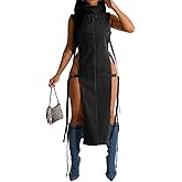 Novaorily Women Distressed Boyfriend Denim Dress Casual Sleeveless Jean Dress Cute Cowgirl Summer Outfits