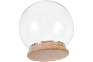 Garneck Glass Cloche Dome with Base Clear DIY Display Globe Terrarium for Plants Snow Globe Inspired Glass