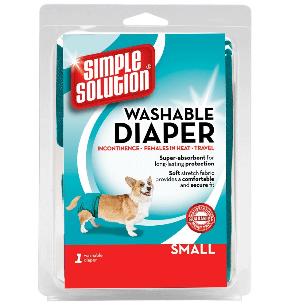 Simple Solution Washable Re-usable Female Dog Diapers, Absorbent with Leak Proof Fit for Excitable Urination, females in heat or Incontinence - 1 x Small Dog Diaper