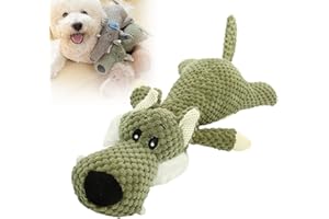 ROWPOZ Dog Plush Toys for Aggressive Chewers, 2026 New Indestructible Dog Squeaky Toys Dogs Puppy Chew Toys, Durable Chew Toys Dogs Plush Toy to Keep Them Busy (Green Wolf)