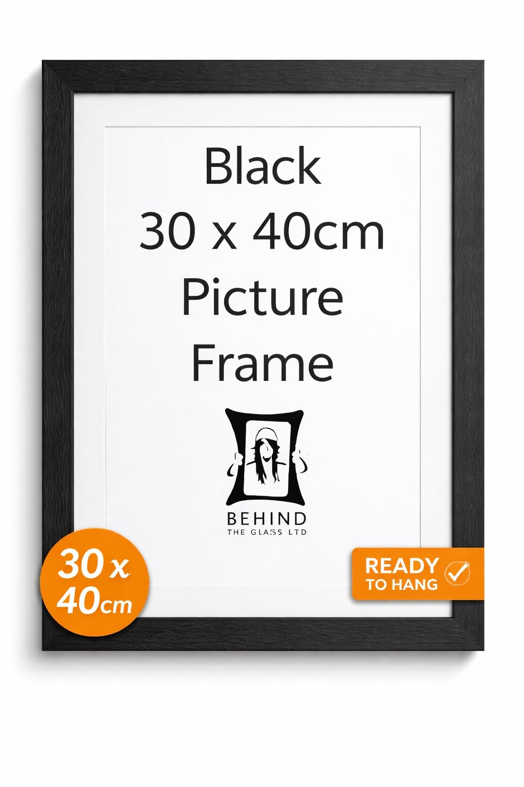Behind The Glass - Handmade Black Wooden Picture Frame With Mount - 30 X 40Cm