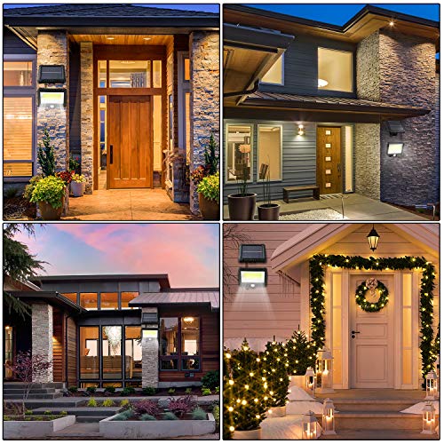 Solar Lights Outdoor, Waterproof Human Body Induction Solar Powered Wall Lamp 56 LED Spotlight, 5 m/ 16.4 ft Cord Easy-to-Install Security Lights with Adjustable Solar Panel for Courtyard, Villa, Gara