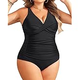 Yonique Plus Size Swimsuit One Piece Bathing Suits for Women Tummy Control Slimming Swimwear
