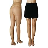 FZPZP 2 Pairs Backseam Sheer Tights For Women- 30D High Waist Control Top Pantyhose with Reinforced Toes