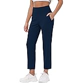 MIVEI 25"/27" Womens Golf Pants Stretch Travel Ankle Cropped Pant High Waist with Zipper Pockets 7/8 Work Business Casual