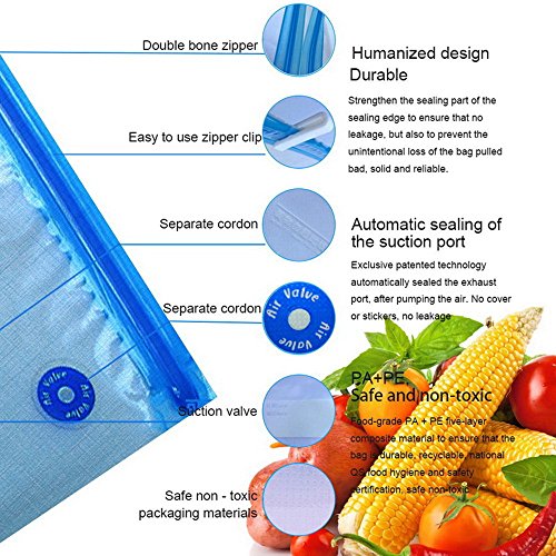Sous Vide Bags Kit for Various Cookers,Accessories Include 15 BPA Free Reusable Vacuum Bags, 1 Hand Pump,4 Bag Sealing Clips,Practical for Food Storage & Cooking - Thumbnail 2