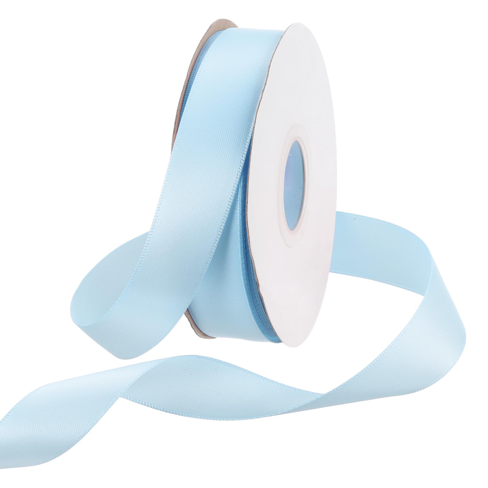 Rebower 20mm Satin Ribbon 46m Thick Double Face Grosgrain Silk Ribbon, [for Gift Wrapping, Hair Bows, Wedding, Cake, Flower] - 50 Yard/150ft/ Light Blue — image 1