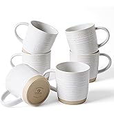 famiware Coffee Mugs Set of 6, 13 oz Mug Set, Ceramic Cup Set with Handle for Coffee, Tea, Cocoa, Milk, Constellation Series, White