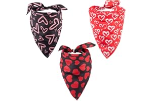 Native Pup Valentine's Day Dog Bandana | 3-Pack | Pink, Red Heart Handkerchief Bandanna (Valentine's Pack 2, Large)
