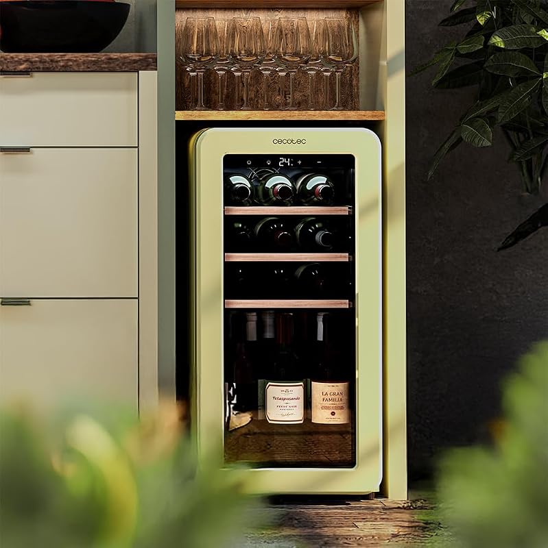 Cave a Vin 18 Bouteilles Bolero GrandSommelier Origin 18 Hit Black. Cave à vin rétro, noir, 18 bouteilles, NoFrost, 5-20 ºC, LED, compresseur, clayettes en bois