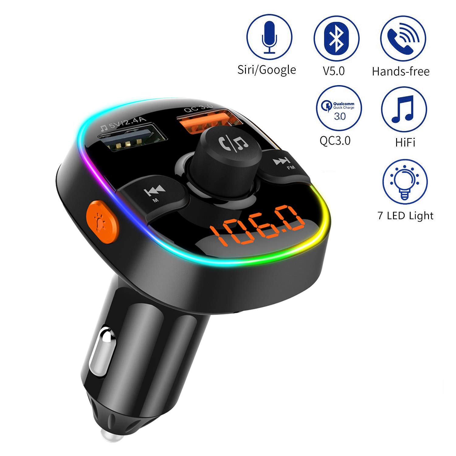 Bluetooth Car Transmitter, Vivefox Bluetooth 5.0 FM Amazon.co.uk Electronics
